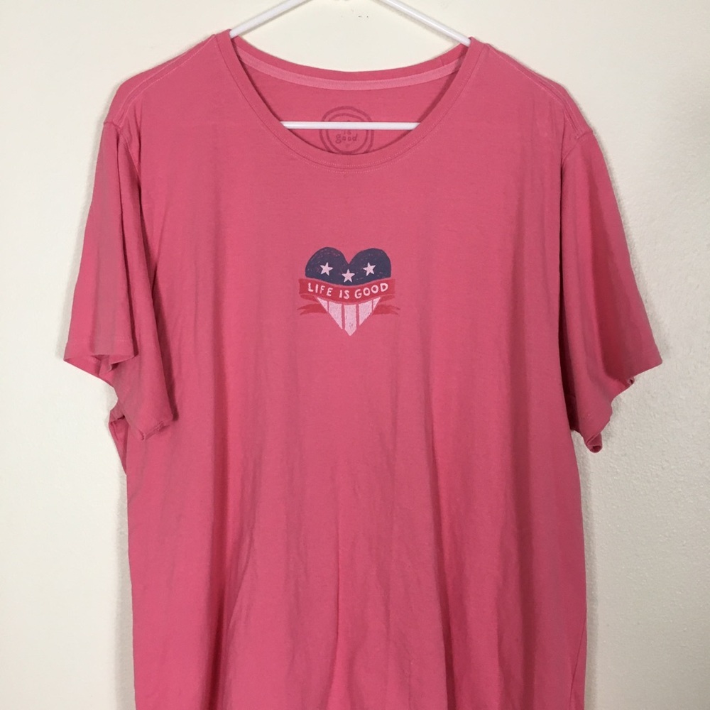 🛑🛑 SOLD!! Life Is Good Pink American Heart Shirt - Picture 3 of 8